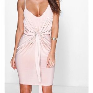 Boohoo “Davisa Slinky Knot Detail Bodycon Dress”